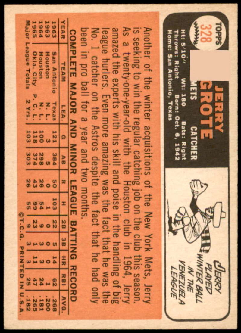 Jerry Grote Card 1966 Topps #328  Image 2
