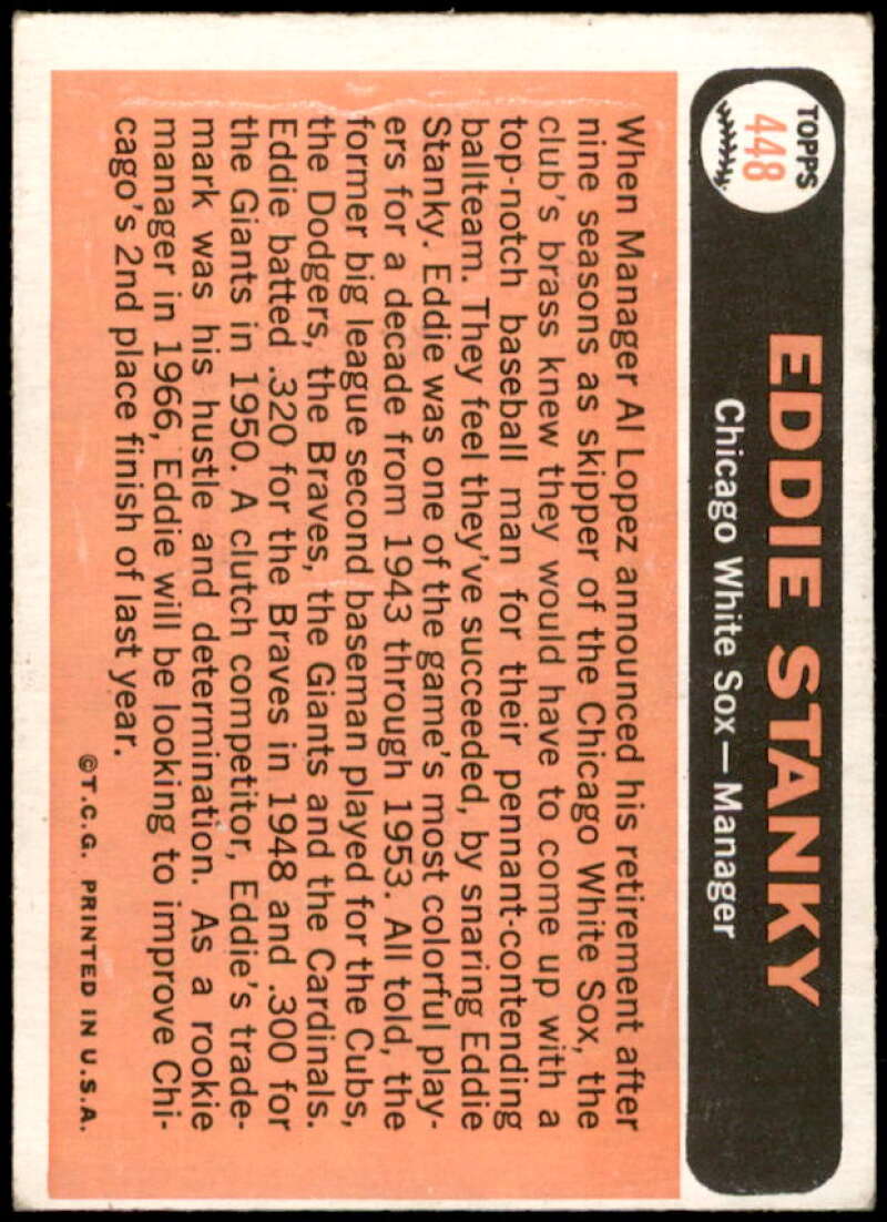 Eddie Stanky MG Card 1966 Topps #448  Image 2