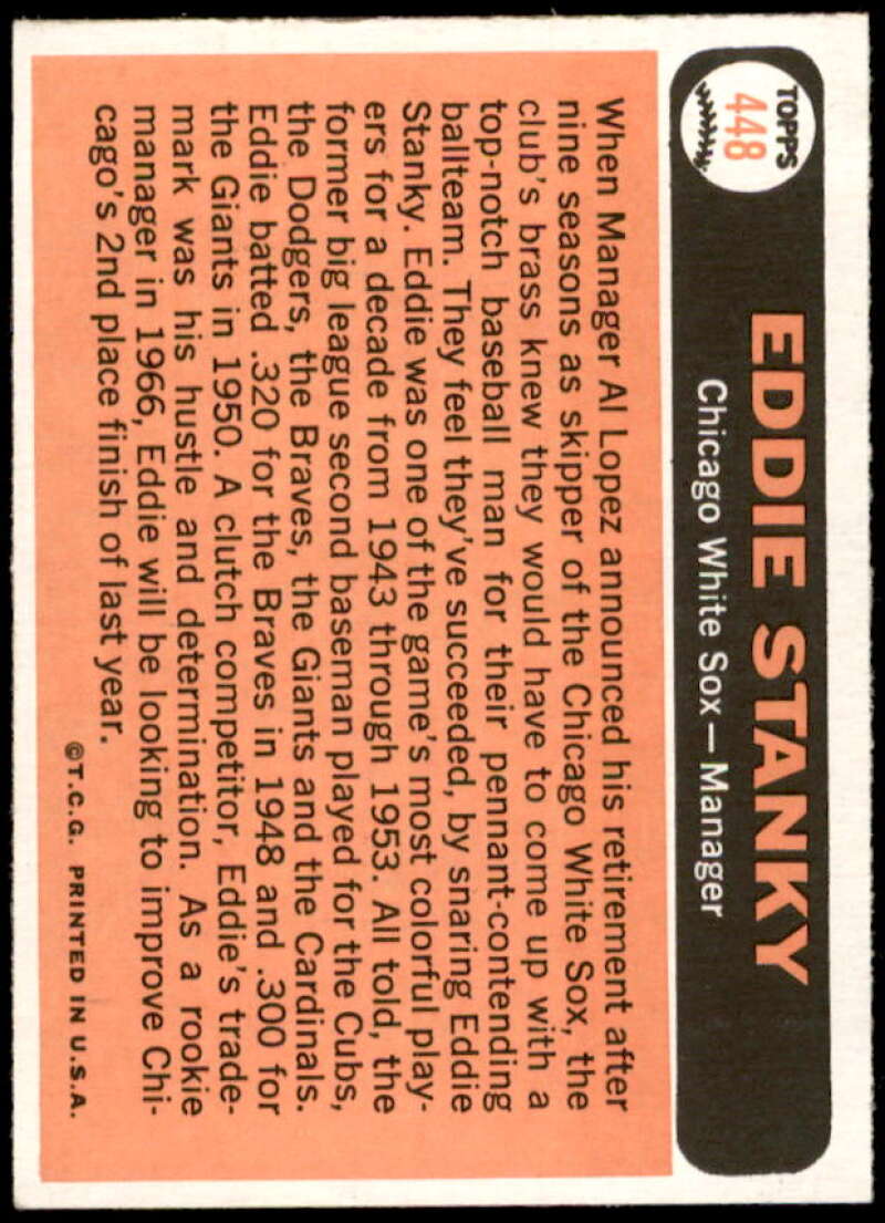 Eddie Stanky MG Card 1966 Topps #448  Image 2