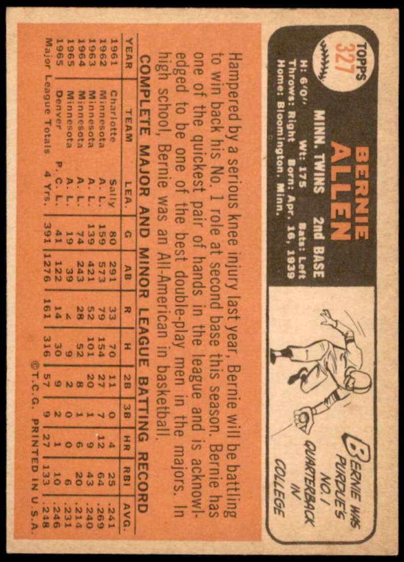 Bernie Allen Card 1966 Topps #327  Image 2