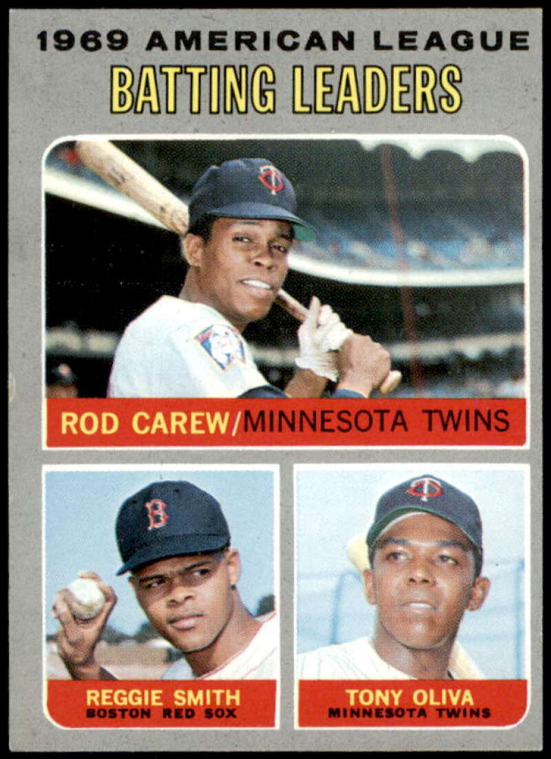 AL Batting Leaders/Rod Carew/Reggie Smith/Tony Oliva Card 1970 Topps #62  Image 1