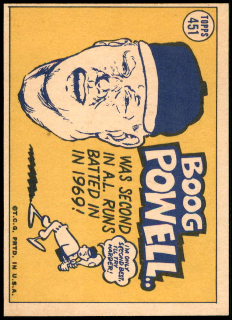 Boog Powell AS Card 1970 Topps #451  Image 2
