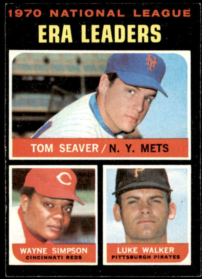 NL ERA Leaders/Tom Seaver/Wayne Simpson/Luke Walker Card 1971 Topps #68  Image 1