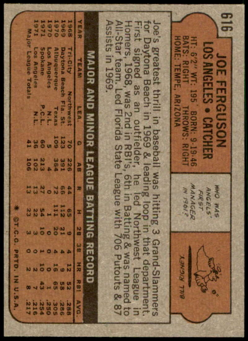 Joe Ferguson Rookie Card 1972 Topps #616  Image 2