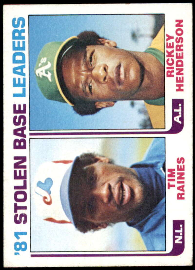 Tim Raines/Rickey Henderson LL Card 1982 Topps #164  Image 1