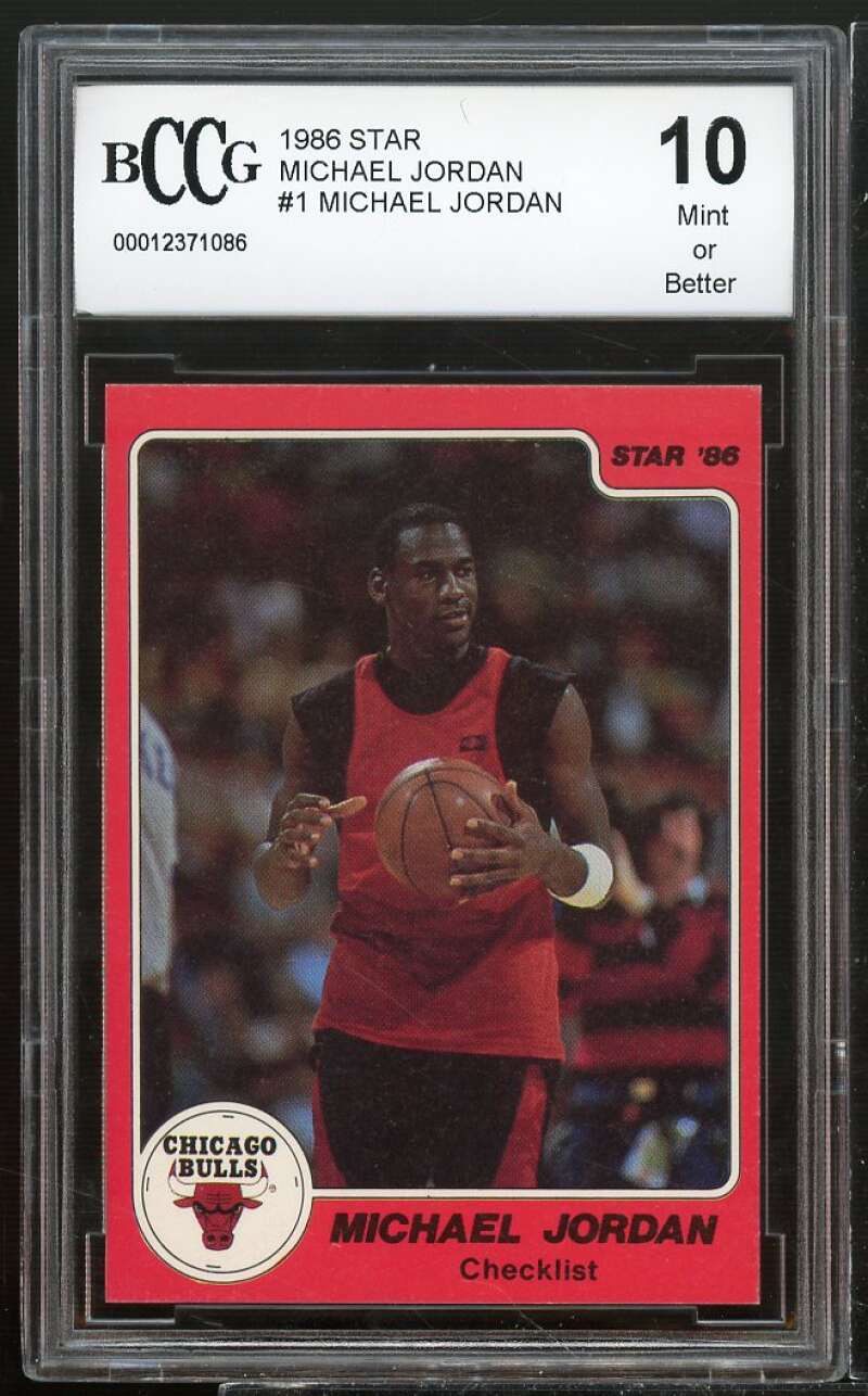 1986 Star Michael Jordan #1 Michael Jordan Rookie Card BGS BCCG 10 Mint+ Image 1