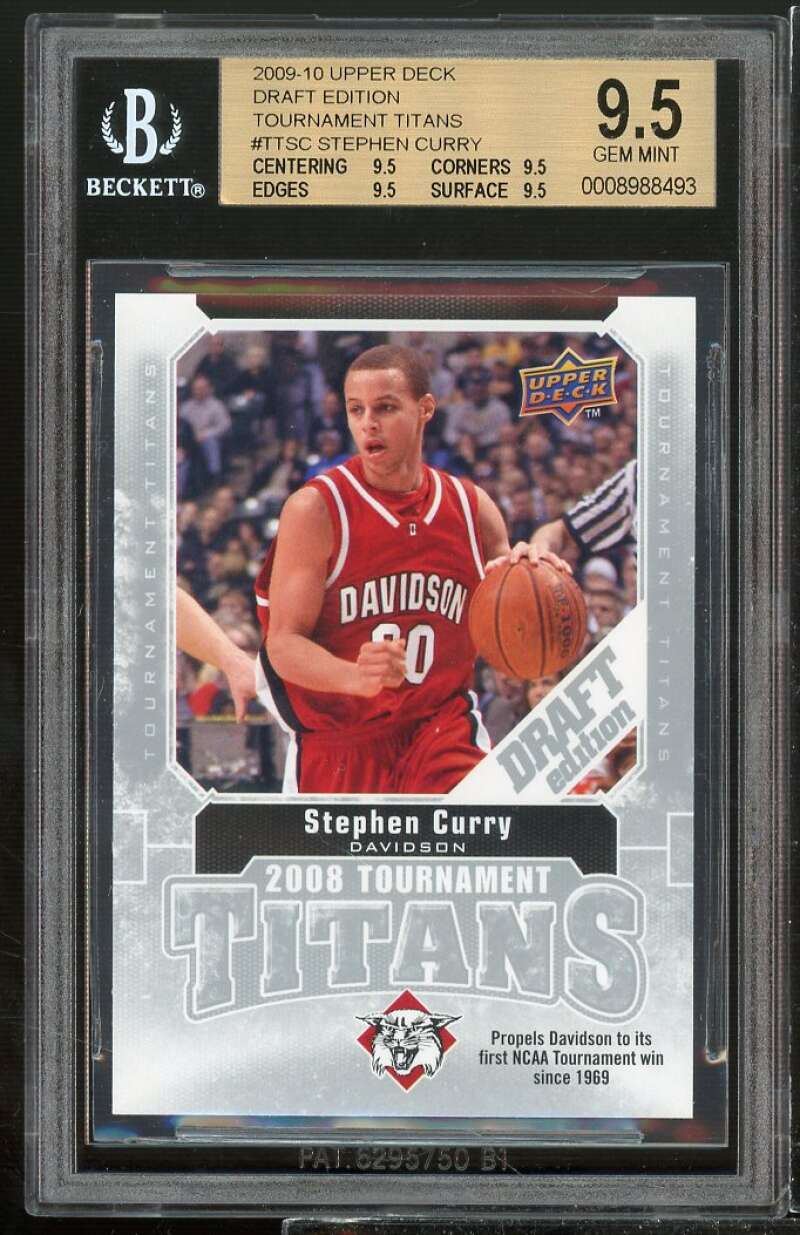 Stephen Curry Rookie Card 2009-10 UD Draft Edition TT BGS 9.5 (9.5 9.5 9.5 9.5) Image 1