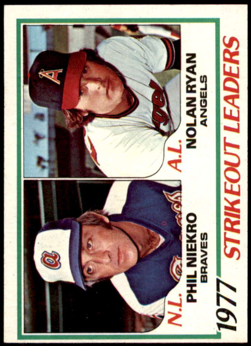 Strikeout Leaders DP/Phil Niekro/Nolan Ryan Card 1978 Topps #206  Image 1