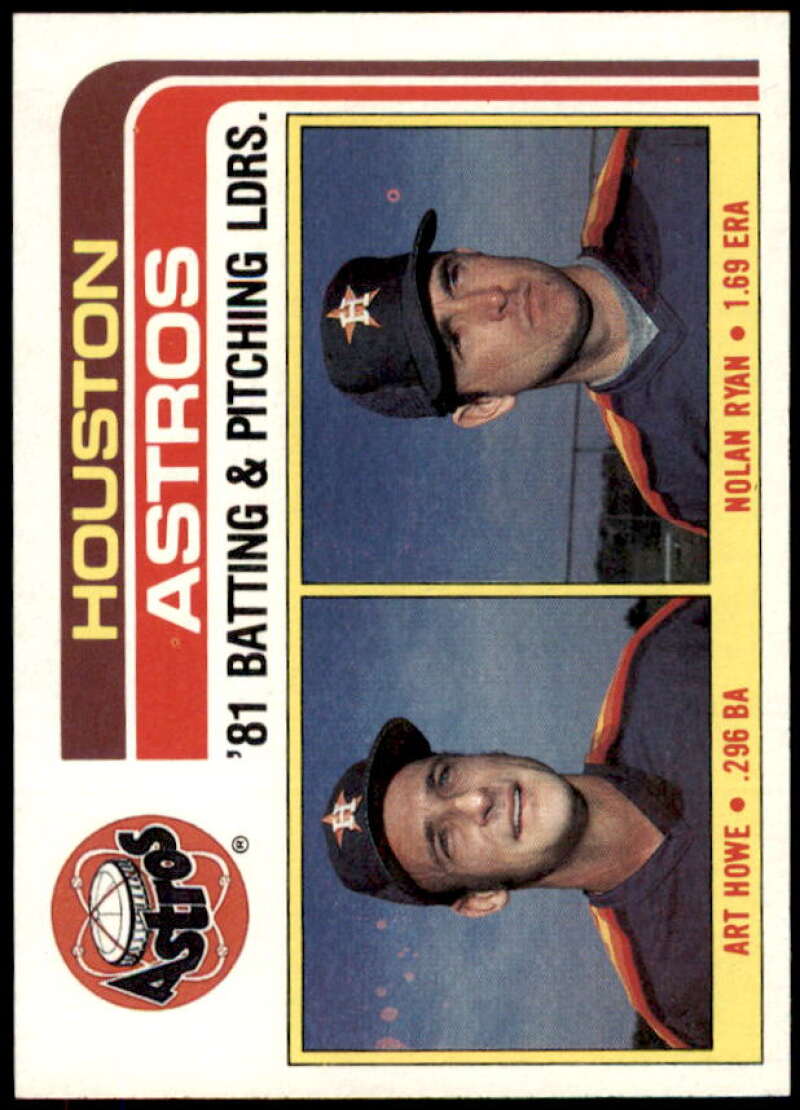Art Howe/Nolan Ryan TL Card 1982 Topps #66  Image 1