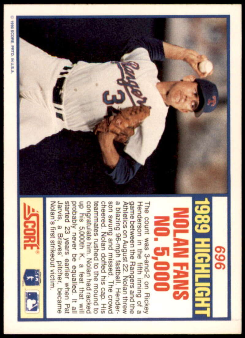 Nolan Ryan HL Card 1990 Score #696  Image 2