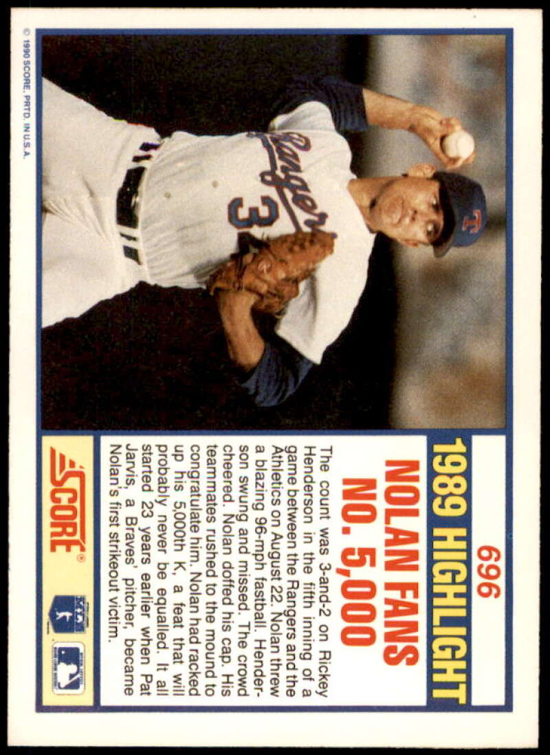 Nolan Ryan HL Card 1990 Score #696  Image 2