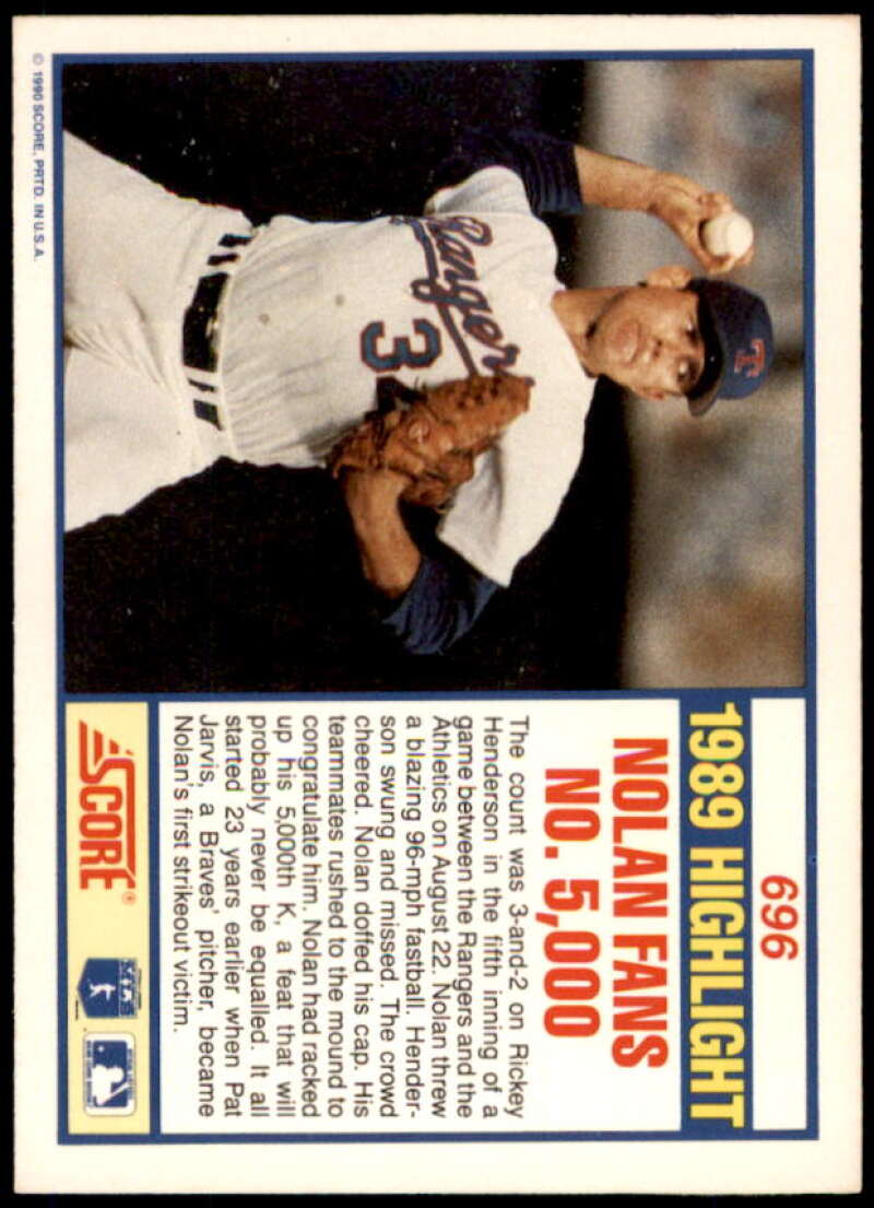 Nolan Ryan HL Card 1990 Score #696  Image 2