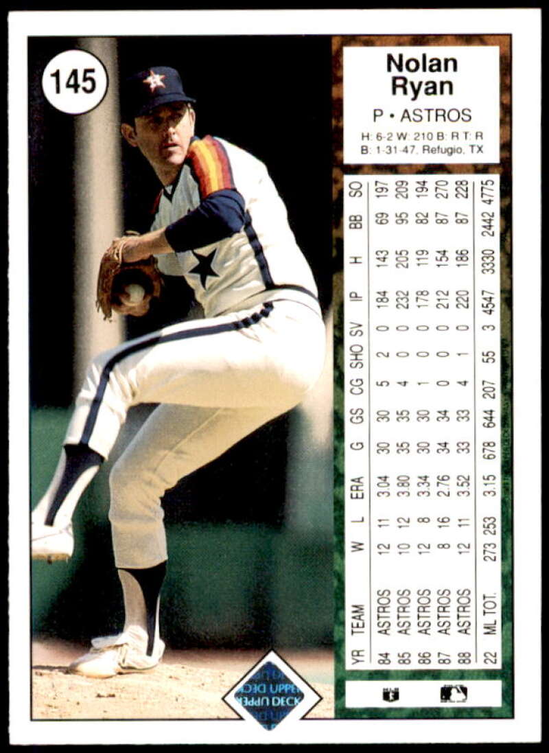 Nolan Ryan 3X Card 1989 Upper Deck #145  Image 2