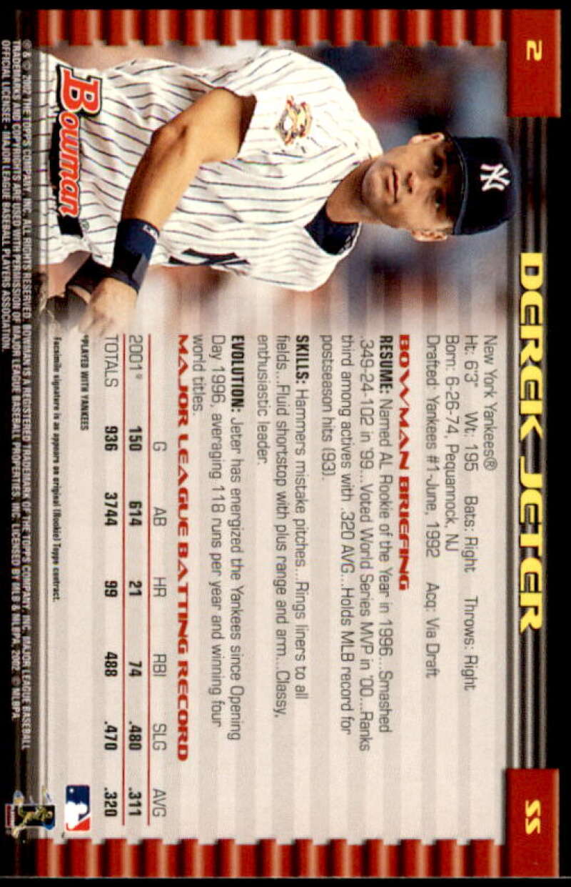 Derek Jeter Card 2002 Bowman #2  Image 2