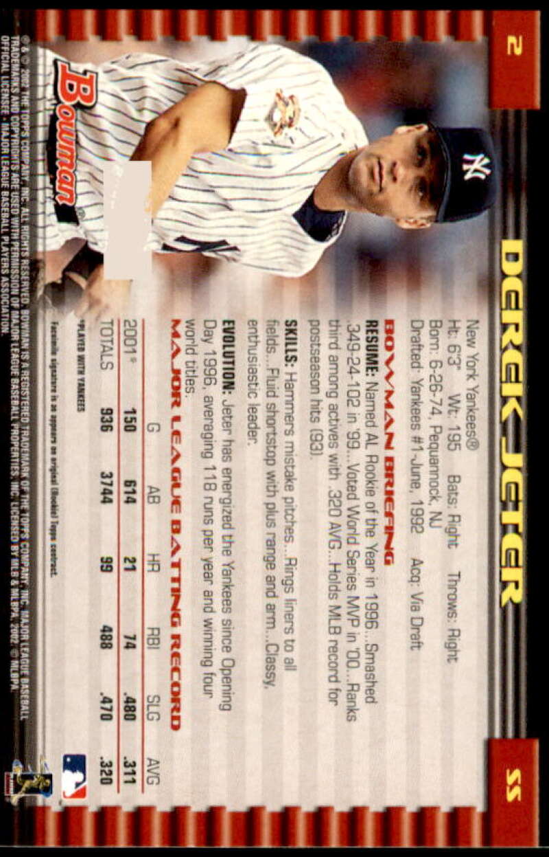 Derek Jeter Card 2002 Bowman #2  Image 2