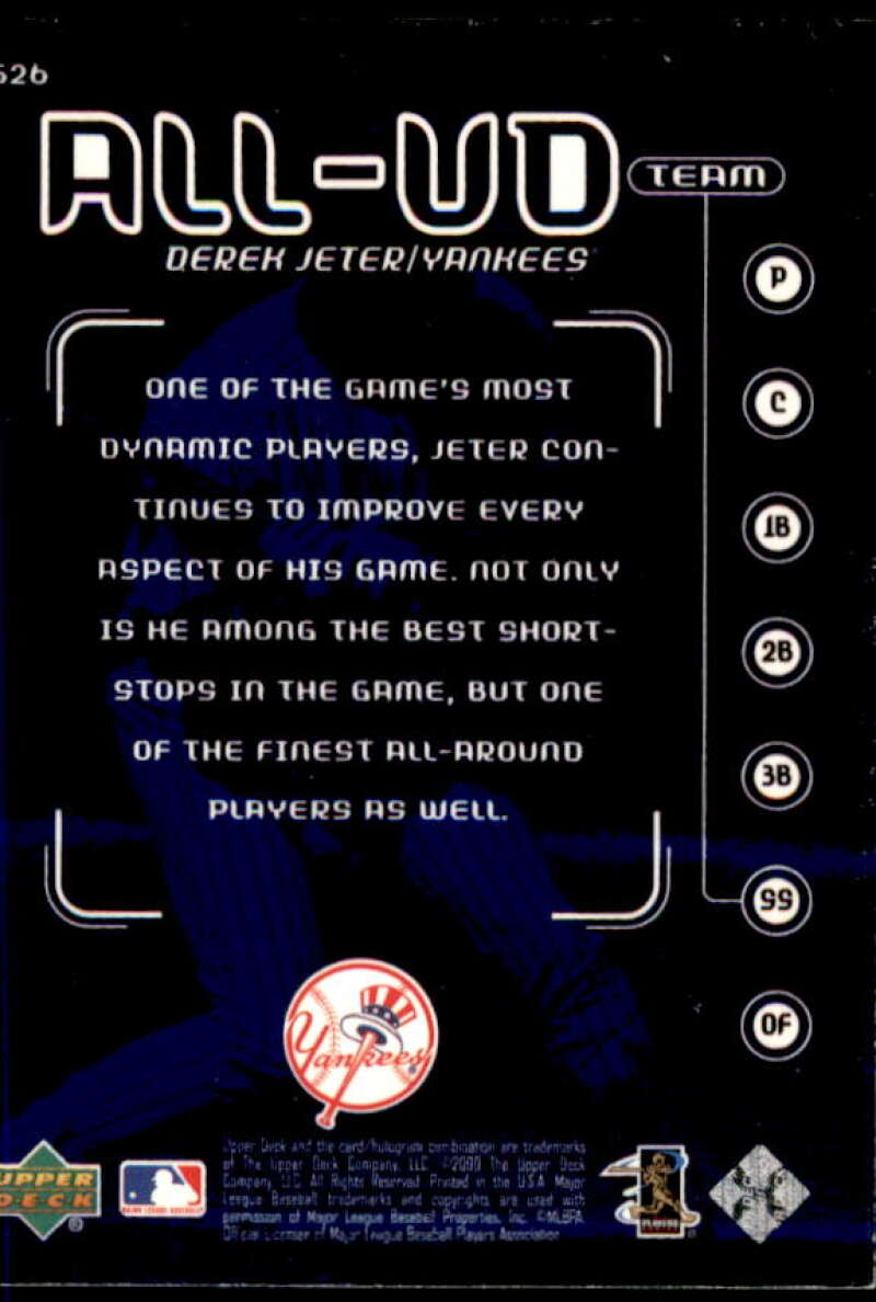 Derek Jeter AUT Card 2000 Upper Deck #526  Image 2