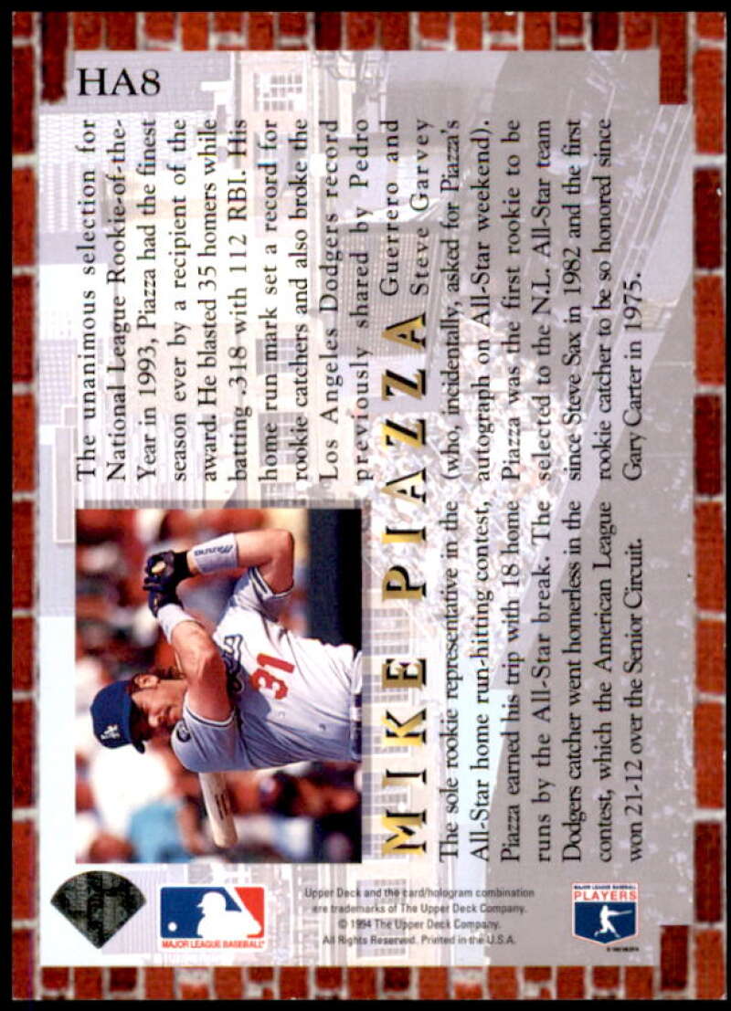 Mike Piazza Card 1994 Collector's Choice Home Run All-Stars #HA8  Image 2
