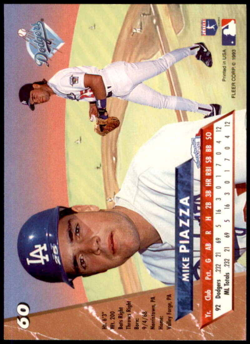 Mike Piazza Rookie Card 1993 Ultra #60  Image 2