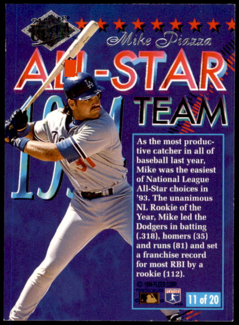 Mike Piazza Card 1994 Ultra All-Stars #11  Image 2