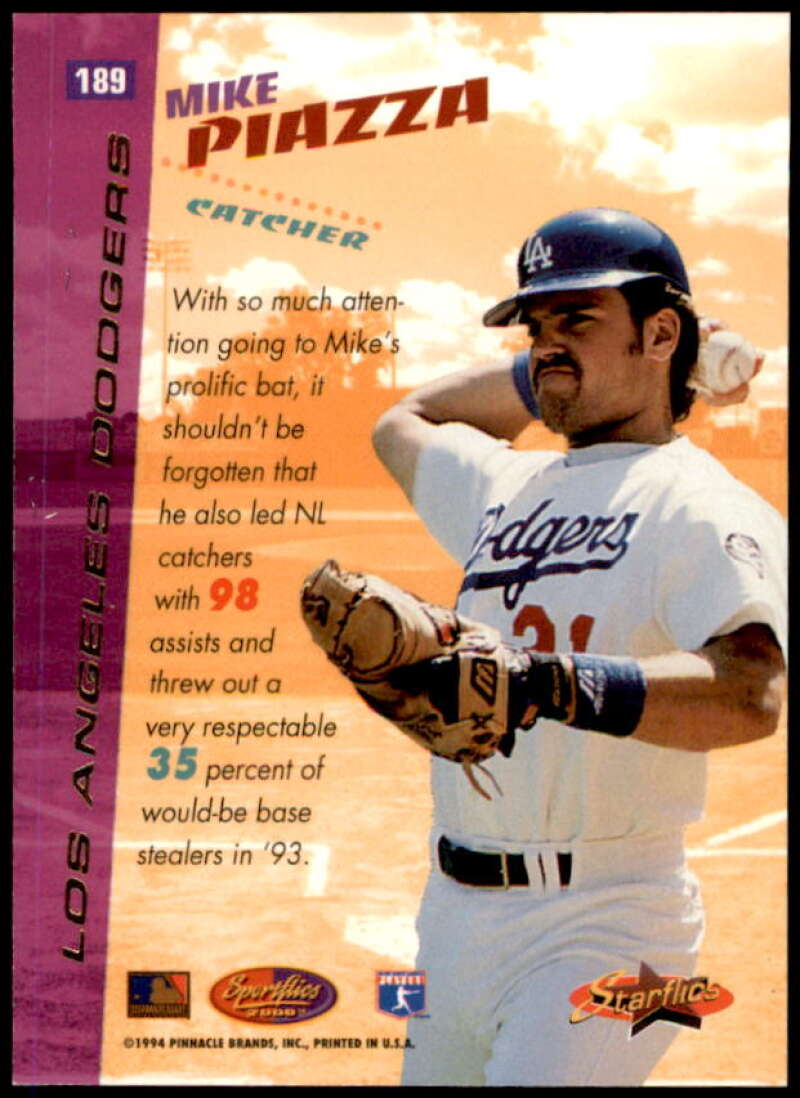 Mike Piazza SF Card 1994 Sportflics #189  Image 2