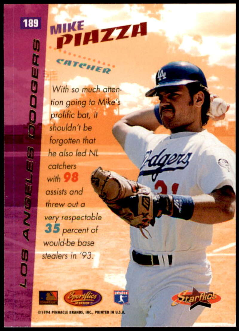 Mike Piazza SF Card 1994 Sportflics #189  Image 2