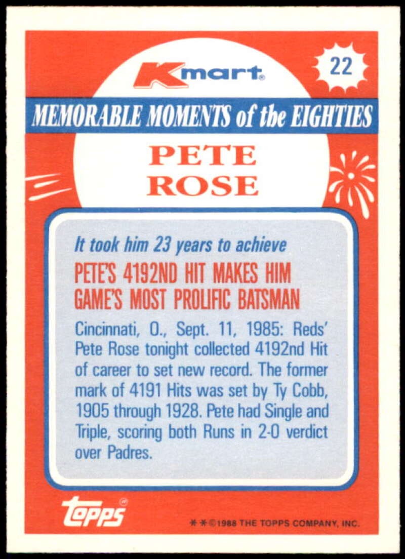 Pete Rose Card 1988 K-Mart #22  Image 2