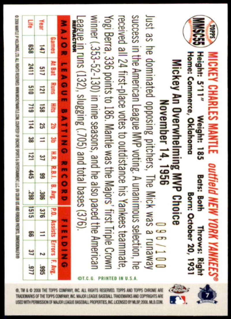 Mickey Mantle 2008 Topps Chrome Trading History Copper Refractors #TCHC6  Image 2