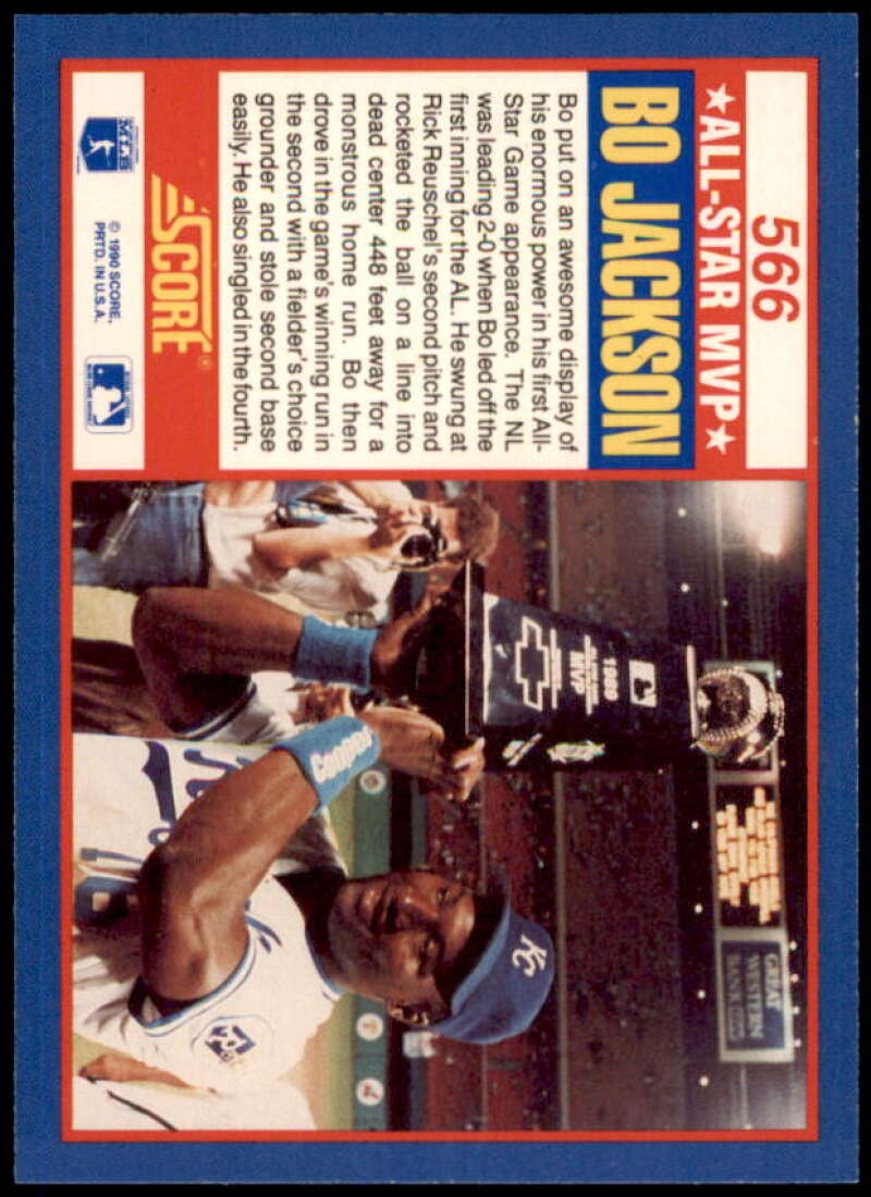 Bo Jackson AS-MVP Card 1990 Score #566  Image 2
