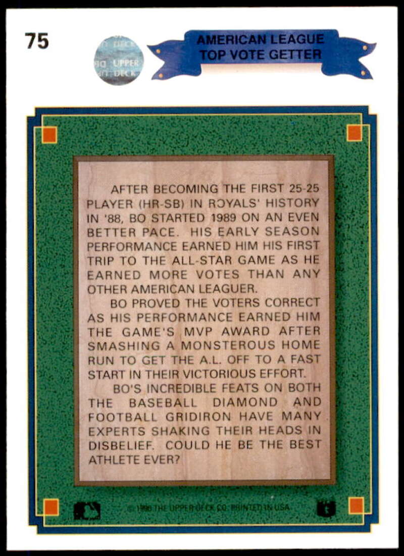 Bo Jackson Special Card 1990 Upper Deck #75  Image 2