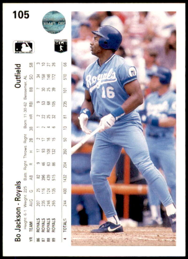 Bo Jackson UER Card 1990 Upper Deck #105  Image 2