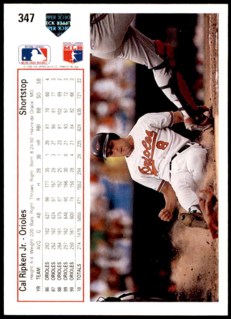 Cal Ripken Card 1991 Upper Deck #347  Image 2