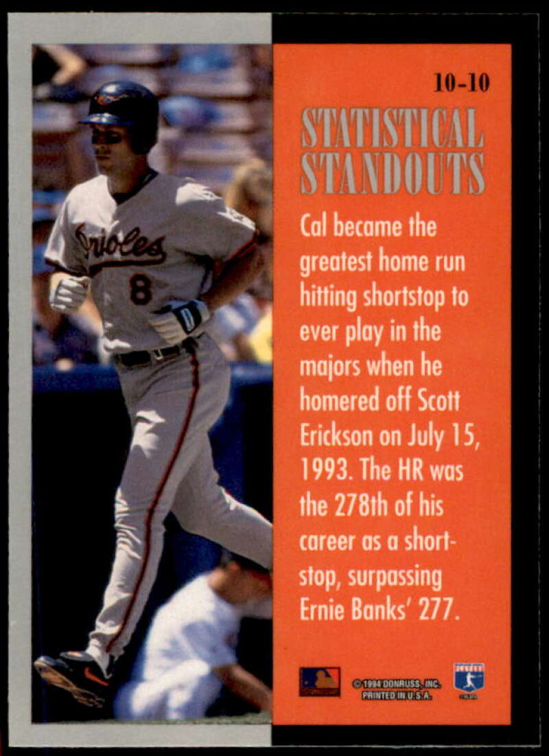 Cal Ripken Card 1994 Leaf Statistical Standouts #10  Image 2