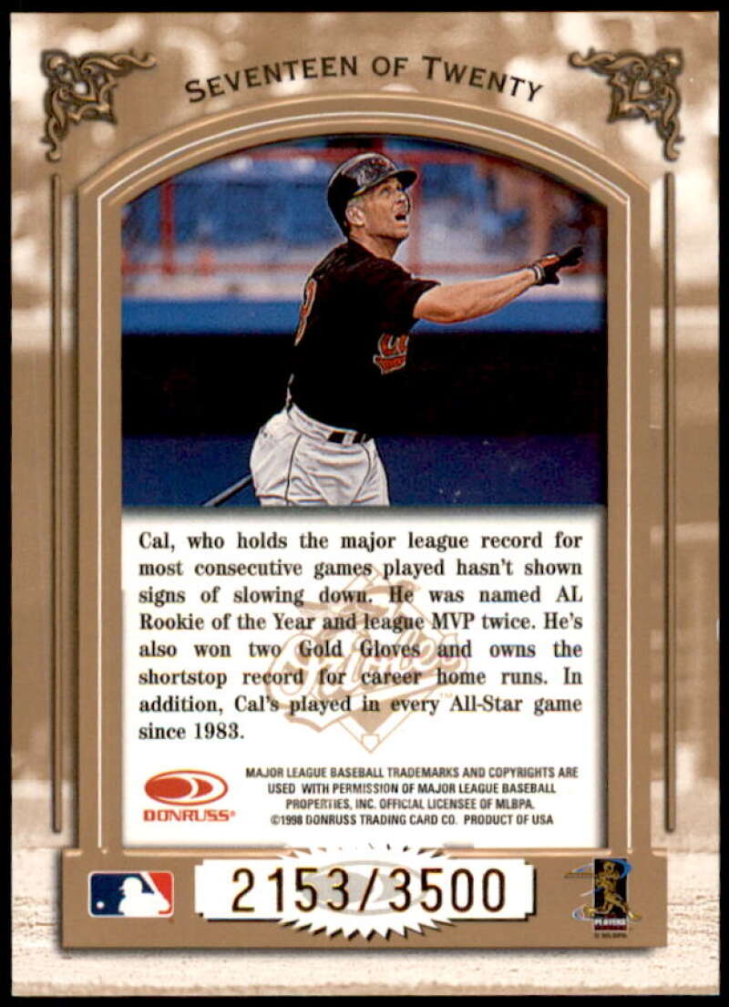 Cal Ripken Card 1998 Leaf Heading for the Hall #17  Image 2