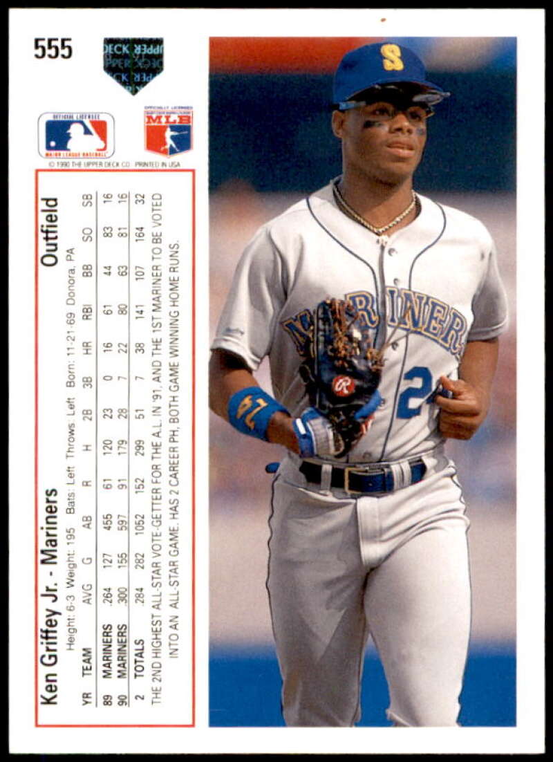 Ken Griffey Jr. UER Card 1991 Upper Deck #555  Image 2