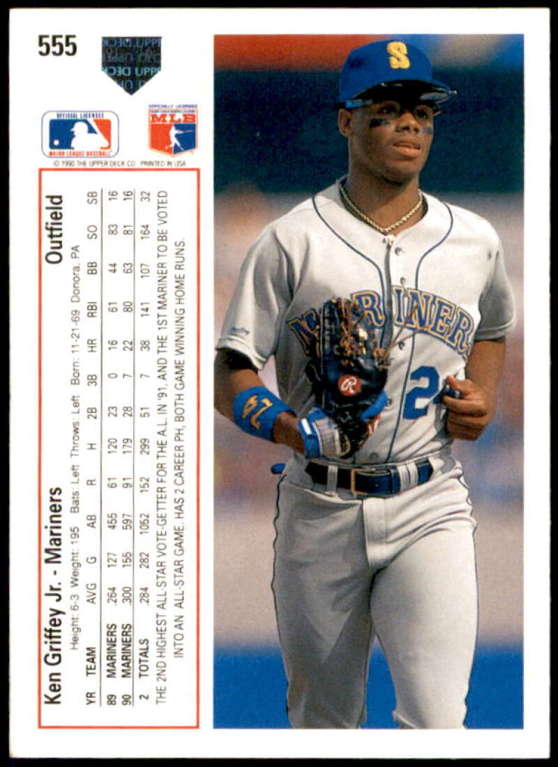 Ken Griffey Jr. UER Card 1991 Upper Deck #555  Image 2