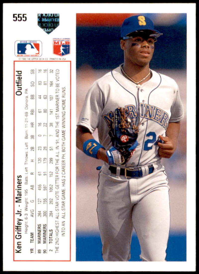 Ken Griffey Jr. UER Card 1991 Upper Deck #555  Image 2