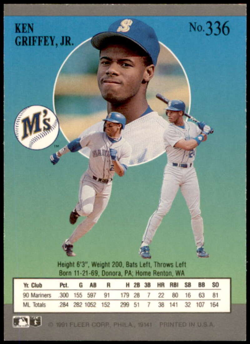 Ken Griffey Jr. Card 1991 Ultra #336  Image 2