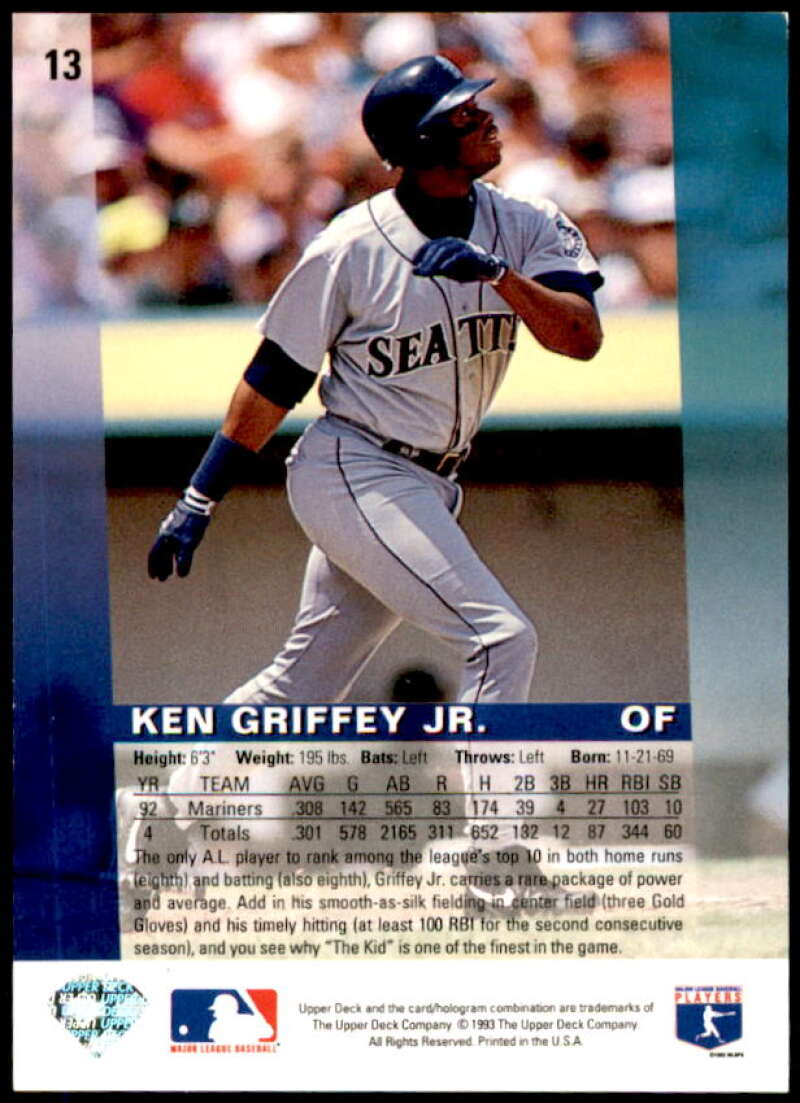 Ken Griffey Jr. Card 1993 Upper Deck Diamond Gallery #13  Image 2