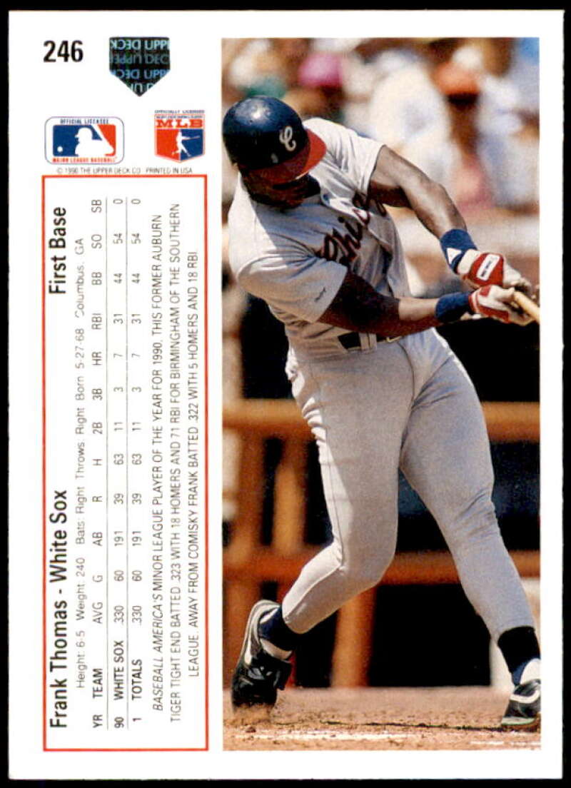 Frank Thomas UER Card 1991 Upper Deck #246  Image 2