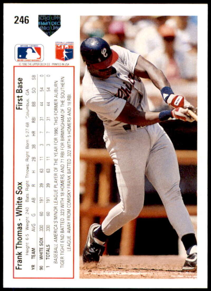 Frank Thomas UER Card 1991 Upper Deck #246  Image 2