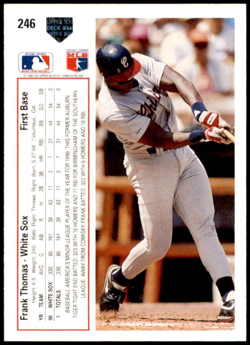 Frank Thomas UER Card 1991 Upper Deck #246  Image 2