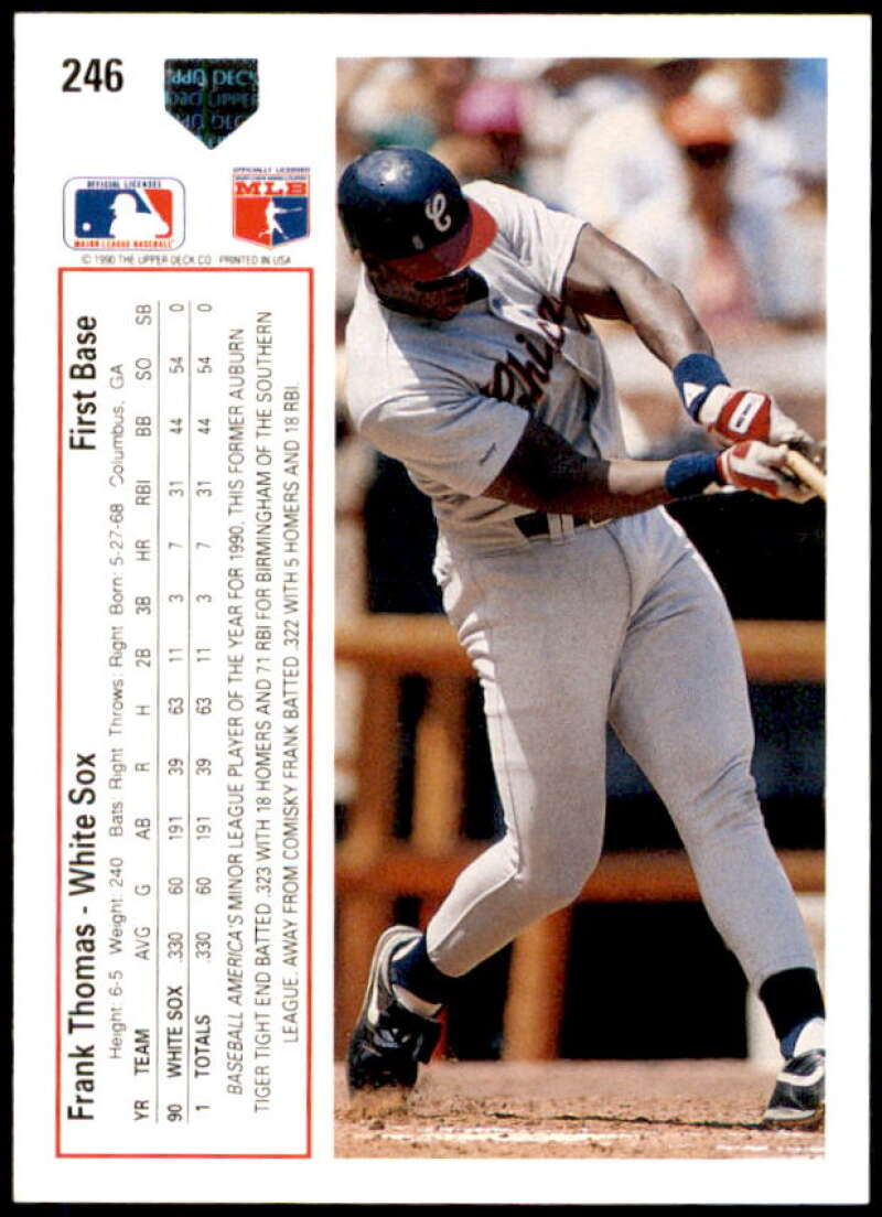 Frank Thomas UER Card 1991 Upper Deck #246  Image 2