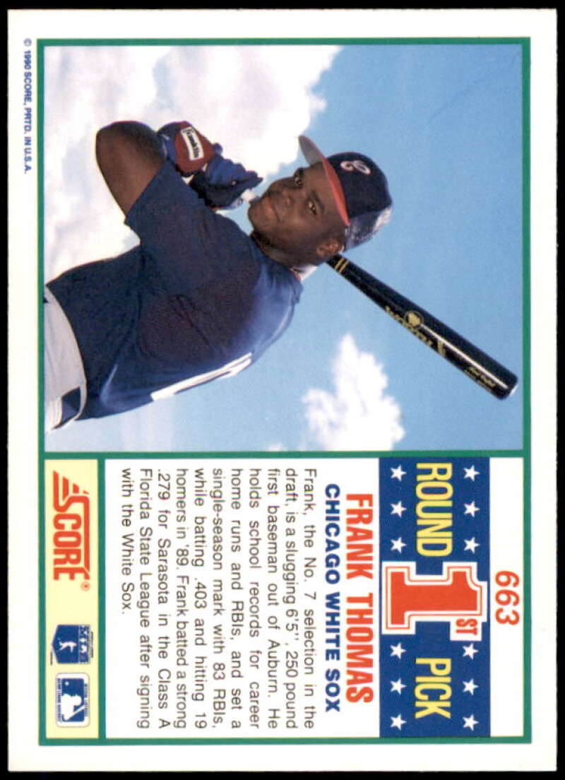Frank Thomas Rookie Card 1990 Score #663  Image 2