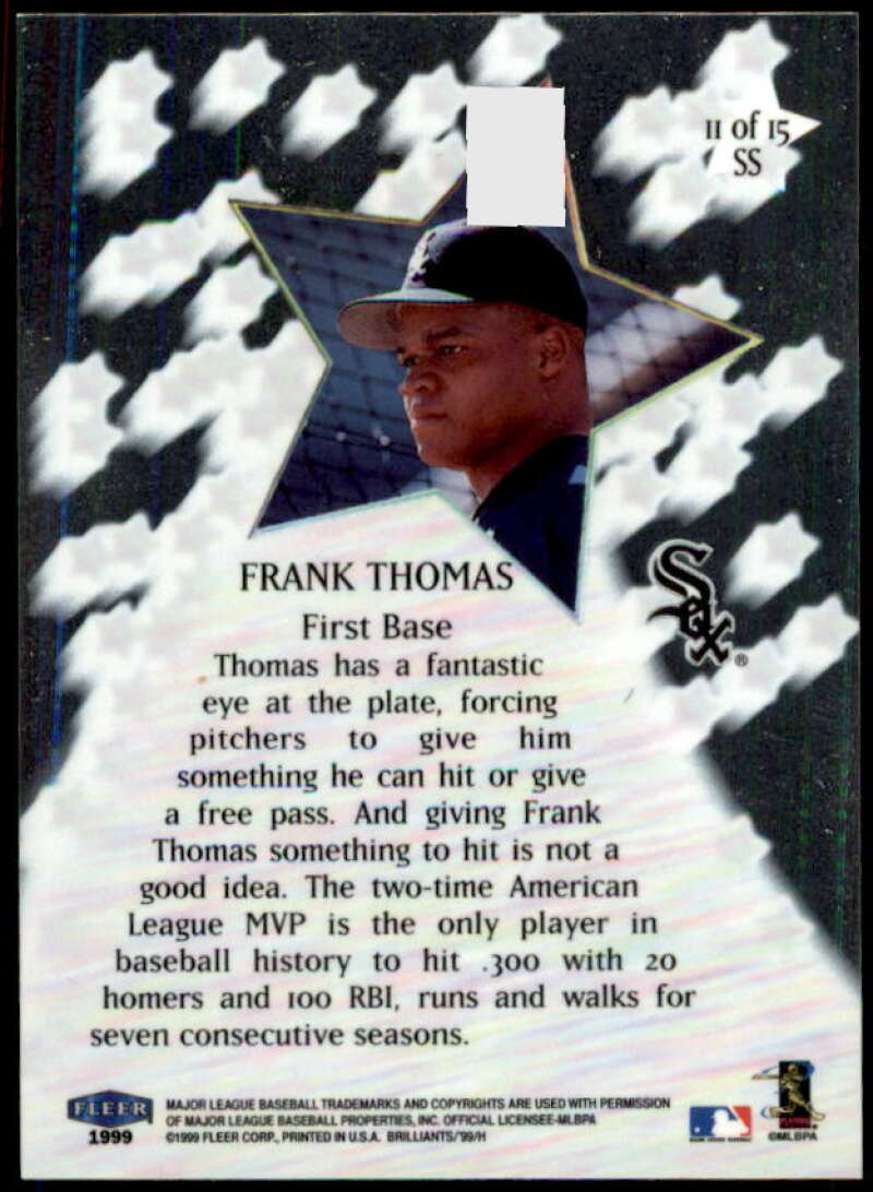 Frank Thomas Card 1999 Fleer Brilliants Shining Stars #11  Image 2