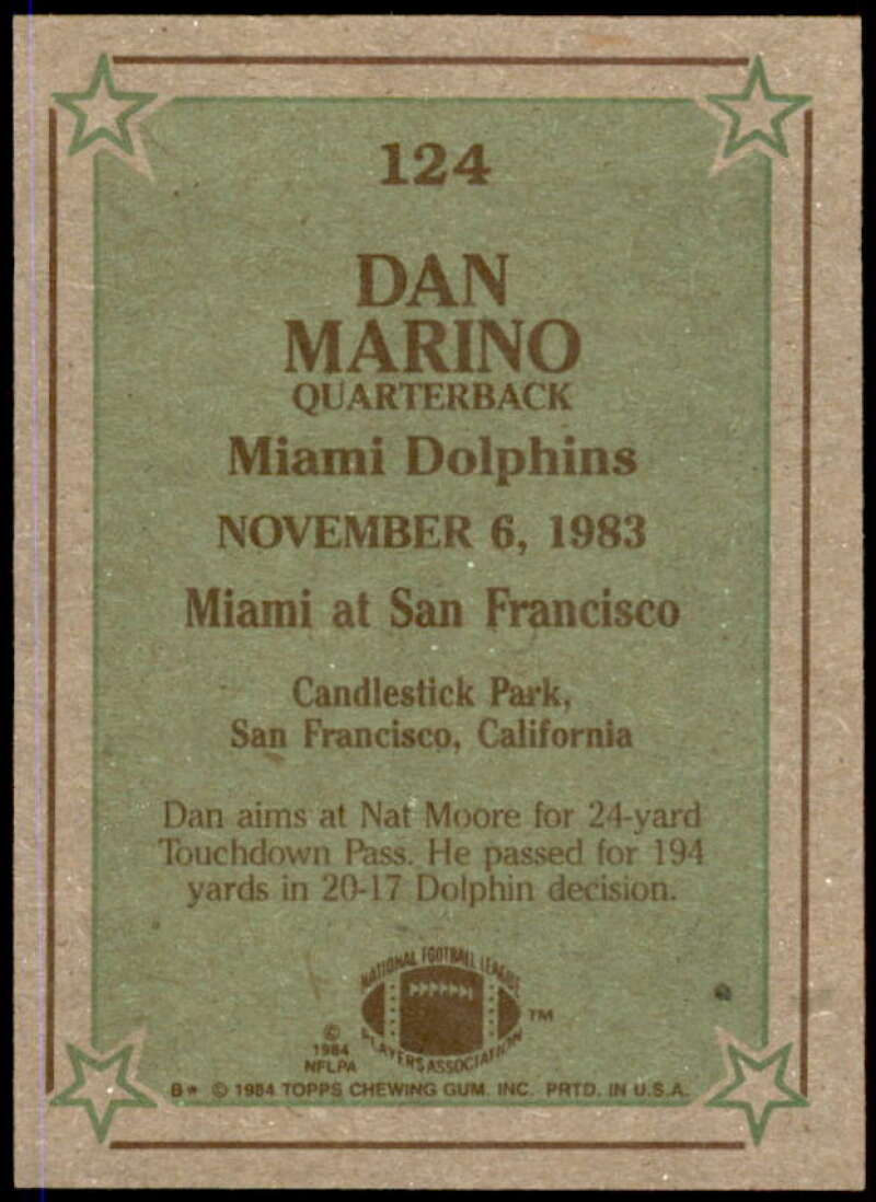 Dan Marino IR Card 1984 Topps #124  Image 2