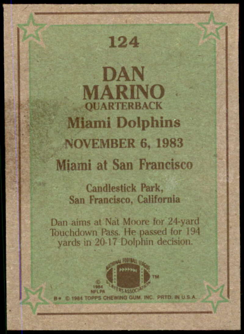 Dan Marino IR Card 1984 Topps #124  Image 2