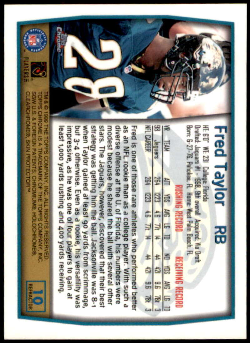 Fred Taylor Card 1999 Topps Chrome Refractors #10  Image 2