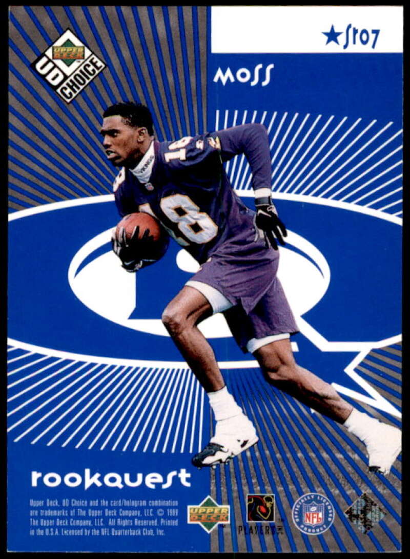 J.Rice/Randy Moss Rookie Card 1998 UD Choice Starquest/Rookquest Blue #SR7  Image 2