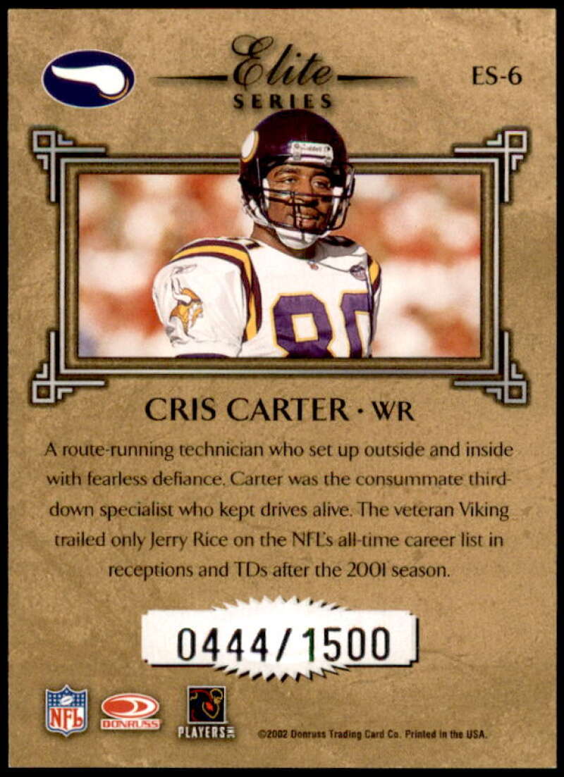 Cris Carter Card 2002 Donruss Elite Series #ES6  Image 2