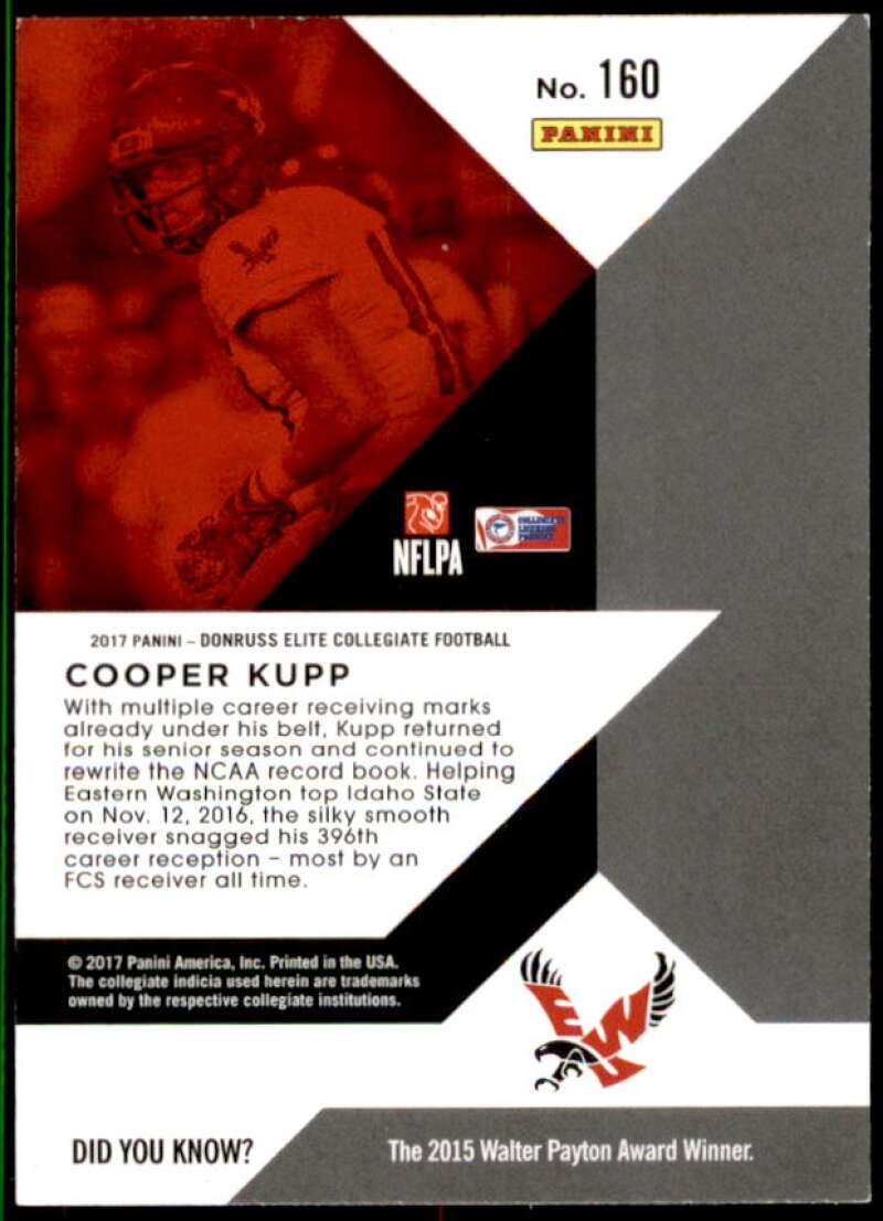 Cooper Kupp Rookie Card 2017 Elite Draft Picks #160  Image 2